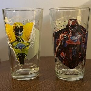 Power Rangers Glasses Set of 4 by Zak! Designs 16oz Glass Tumbler 2017